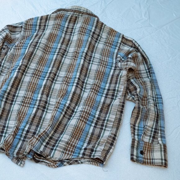100% Brown and Light Blue Cotton Flannel - Picture 5 of 5
